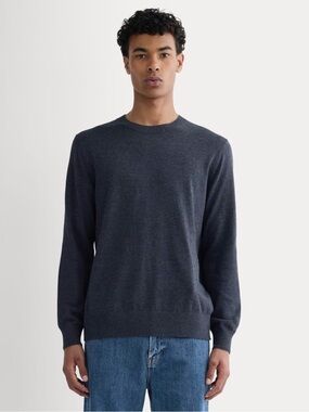 Everlane The No-Sweat Sweater Blue Cotton Crew Neck Size Medium